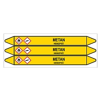 Značení potrubí, metan,3 ks, 355 × 37 mm